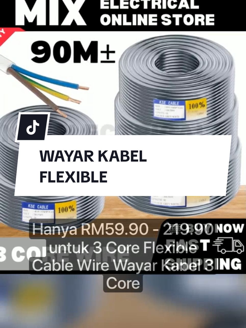 Hanya RM59.90 - 219.90 untuk 3 Core Flexible Cable Wire Wayar Kabel 3 Core 110/0.193 70/0.193 40/0.193 40/0.16 23/0.16 Grey Cable Wayar Kabel 90 Meters Flexible Wire Wiring Wayer Electric KSE/MURNI/FUJIROX CABLE listrik! Jangan ketinggalan! Ketik pautan di bawah #murah #trending #tiktokmalaysia #viraltiktok #fypシ゚viral #wayarkabel #3coreflexiblecable #flexiblecable #cablewire #wayarkabel #murah 