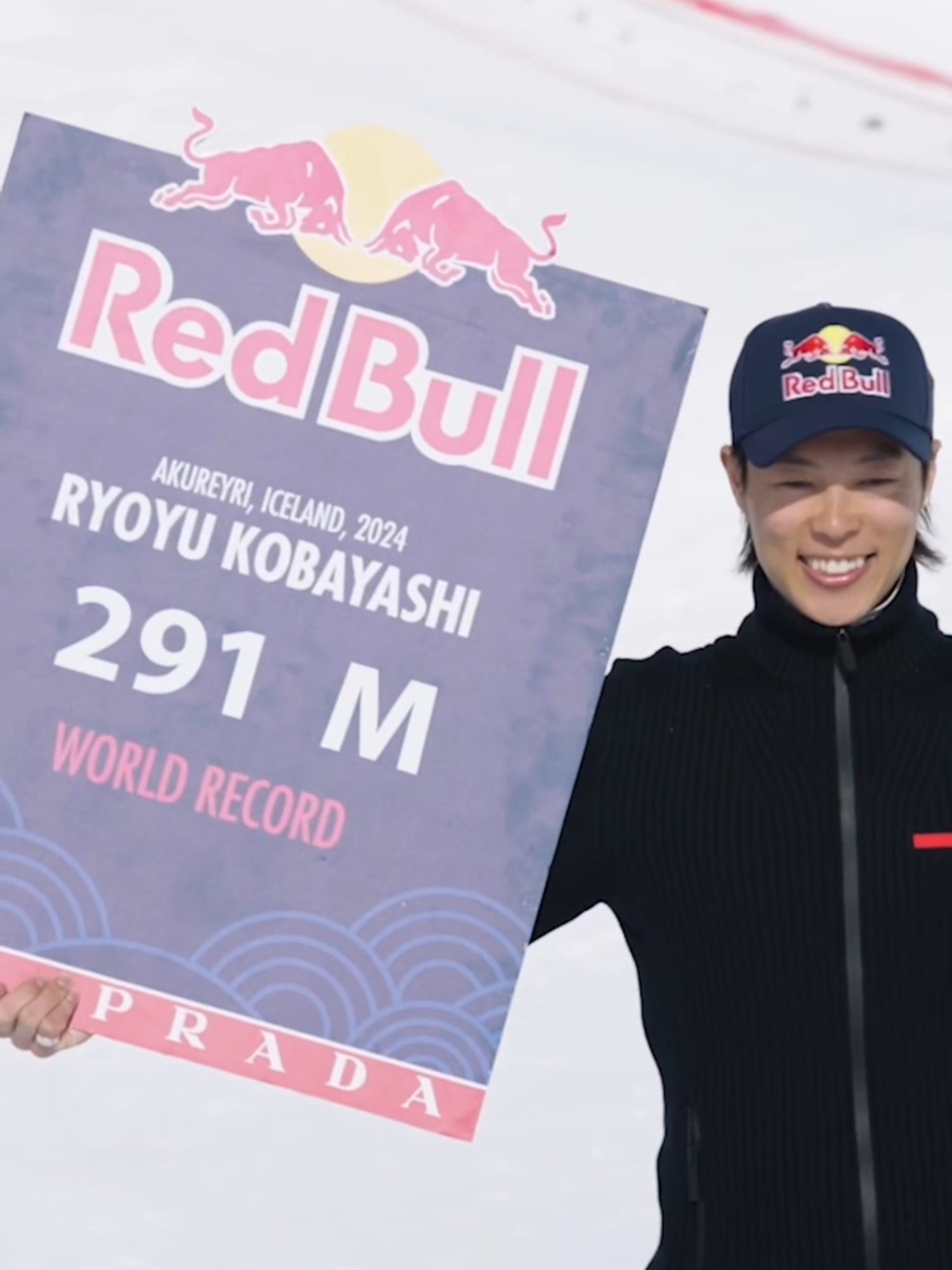 he took the fast lane 😮‍💨⛷️ 🦅: @ryo_koba1 🤝: @prada #redbull #givesyouwiiings #energydrink #prada #wintersport #skijump #worldrecord