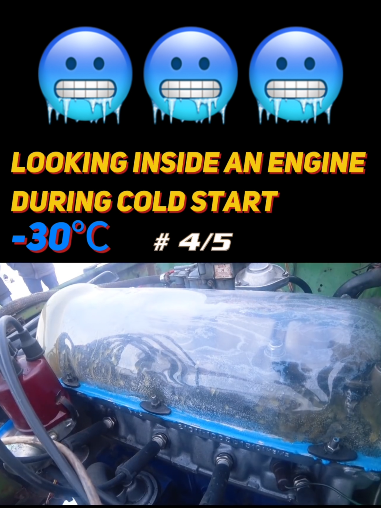 Looking inside an engine during cold start (-30 degrees) pt4 #garage54 #garage #frozen #4x4offroad #4wd #custom #DIY #wetclutch #diyproject #swap #cars #v8 #v8power #magnetic #starter #carwash #engine #engineering #engineer #lazer