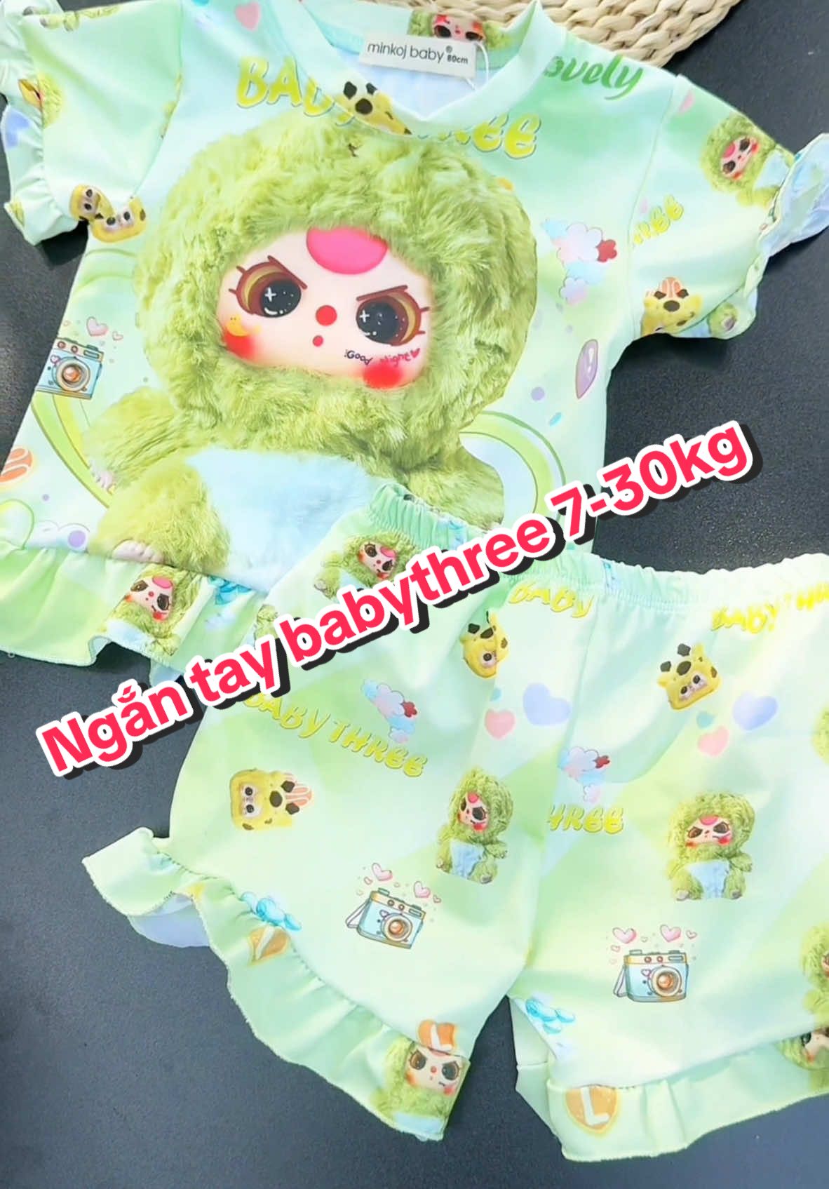 #xuhuong  săn sale ngay mẫu #babythree  ngắn tay nhún bèo xinh iu bé từ 7-30kg #mebimsua #bococtaychobe #setbobegai #doembe 