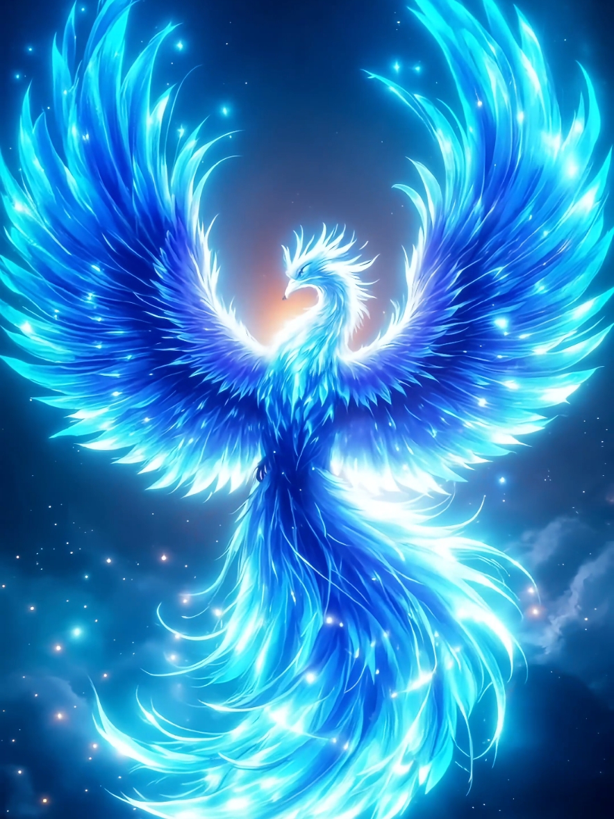 The dance of the blue phoenix after its resurrection.