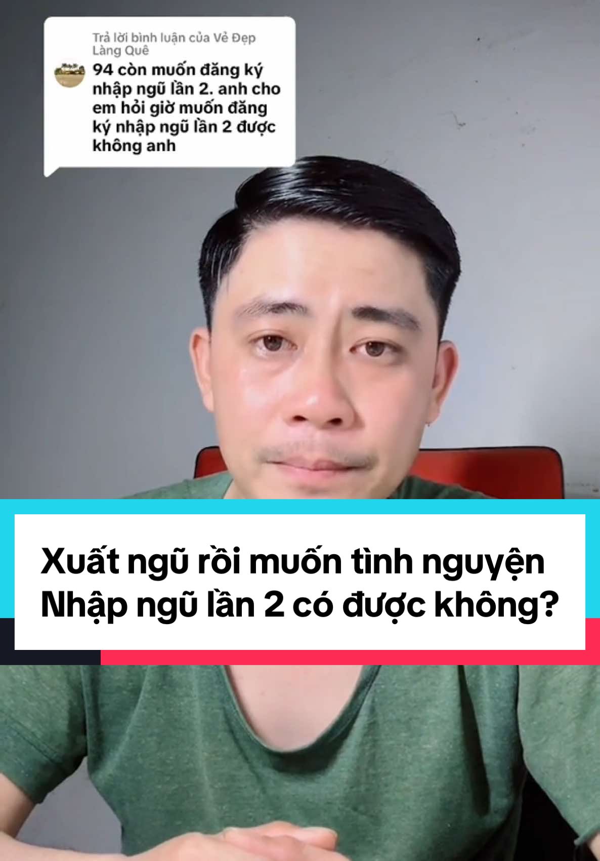 Trả lời @Vẻ Đẹp Làng Quê muốn tình nguyện nhập ngũ lần 2 có được đi nữa hay không? #nam_ga_bp #xuhuong ##NVCA 