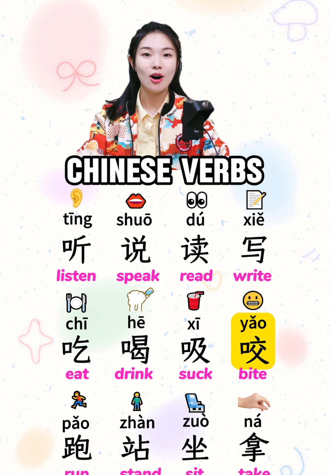 Common verbs in Chinese. #Chinese #creatorsearchinsights #Learnchinese #Chineseteacher #Mandarin #学汉语 #edutok #edutoklanguage #fyp #chinois #chino #creative #chineseculture 