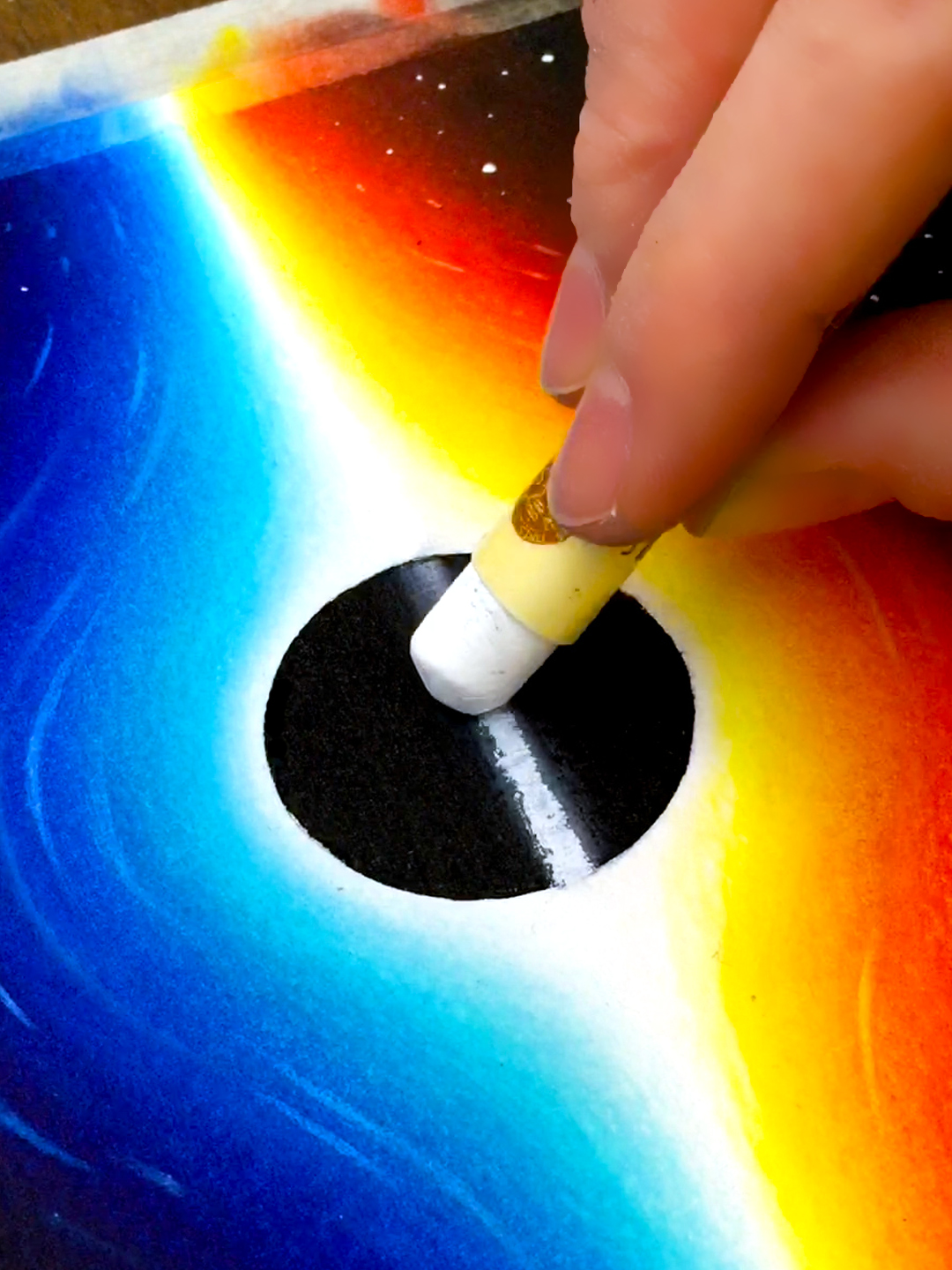 I draw a black hole with oil pastels 🤯🪐 #oilpastels #tutorial #space #blackhole #drawingtechnique #blendingoilpastels #foryou