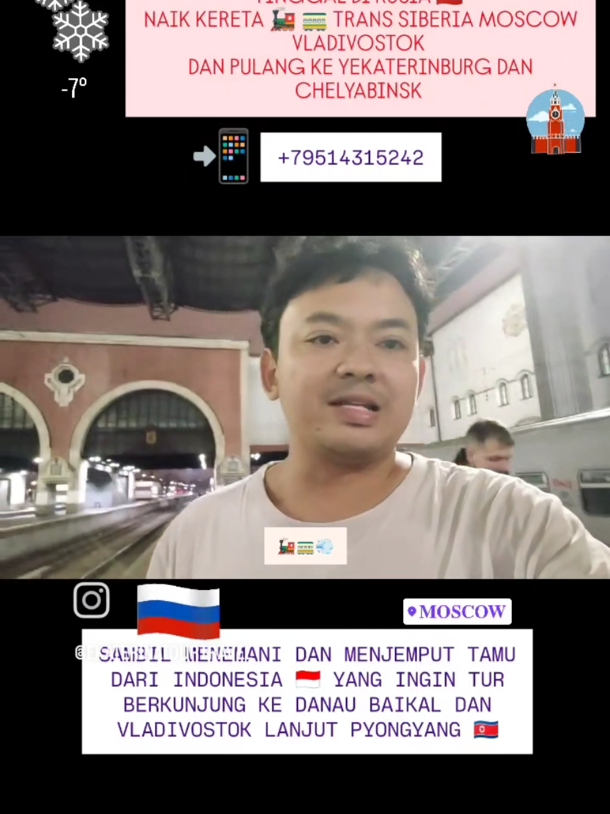 Rutinitas sehari-hari naik kereta Trans Siberia 🚂 🚃 Moscow Vladivostok sejak 2016 tinggal di Rusia 🇷🇺. Kereta yang membelah benua Eropa dan Asia ini akan membawa saya pulang ke Rumah saya di pegunungan Ural 🏔️ Yekaterinburg dan Chelyabinsk. Sekalian menjemput dan menemani tamu dari Indonesia 🇮🇩 yang ingin berkunjung ke Danau Beku di Ural dan juga Baikal serta lanjut hingga Vladivostok dan terbang ke Pyongyang 🇰🇵.... Yukkk Gasssss 💨💨💨💨... #ekaterinatourtravel #jalanbarengtutun Ekaterina tour travel #transsiberia #moscow #vladivostok #yekaterinburg #chelyabinsk #ural #aryapradanabudiarto Arya Pradana Budiarto #turlokalmurahRusia #turkekoreautara #travelrussia #travelrussia #russia #rusia #indonesia #fypage #fypシ #foryourpage #foryoupage #rusiaindonesia #indonesiainrusia #indonesiarussia Jalan bareng tutun #pyongyang #baikal #irkutsk #fypviral 