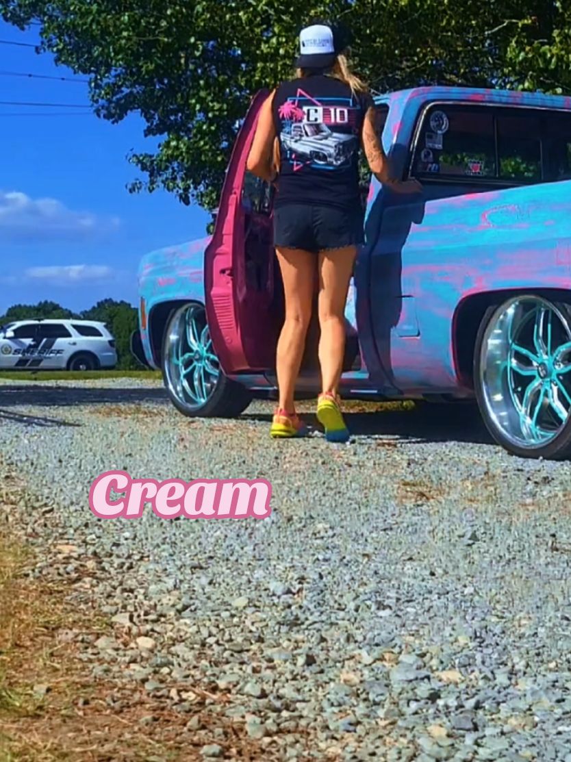 Looking like a double scoop of ice cream. Cotton candy of course. 🩷🍦 #paint #c10 #truck #chevy #barbie #pink #fypシ #fyp #car 