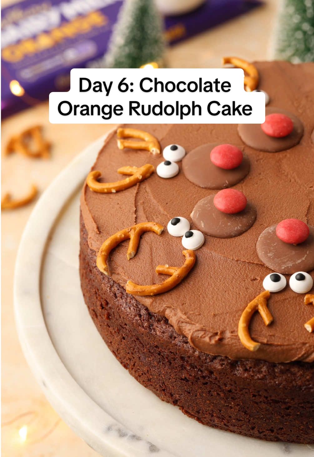 On the 6th day of Christmas Desserts we’re baking: Chocolate Orange Rudolph Cake 🍫🍊🦌 For the recipe go to my profile and tap the link!  #christmasbaking #recipesoftiktok #desserts #chocolateorange #chocolatecake 