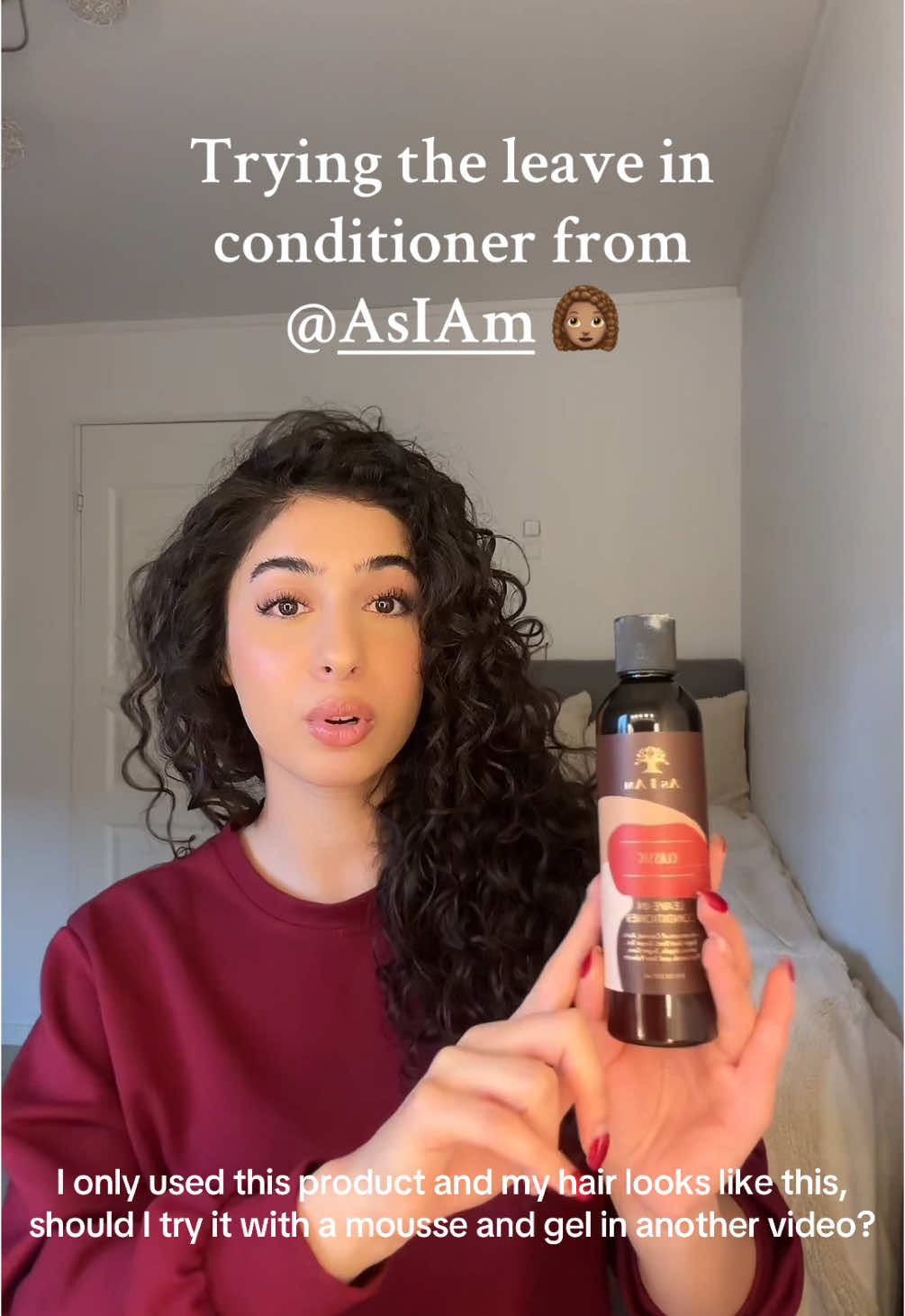 Trying the leave in conditioner from @As I Am 👩🏽‍🦱  #asIam #curlyhairroutine #kurdishgirl 