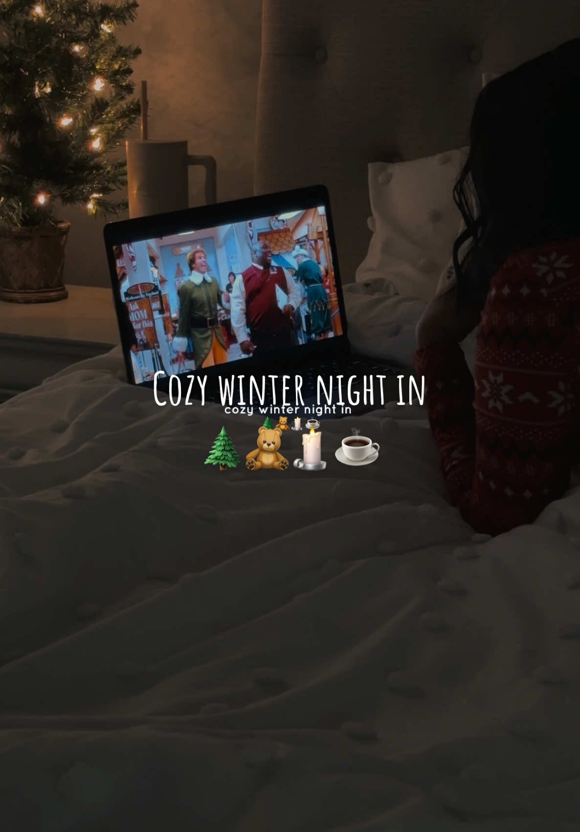 pov: cozy winter night in 🌲🧸🕯️☕️  7 more days till christmas! 🎄❄️ • • #christmastok #christmasseason #christmastiktok #christmas2024 #xmas #christmasaesthetic #christmasvibes #holidayseason #xmascountdown #hotchocolate #polarexpress #elf #elfmovie #christmasdecor #christmascookies 