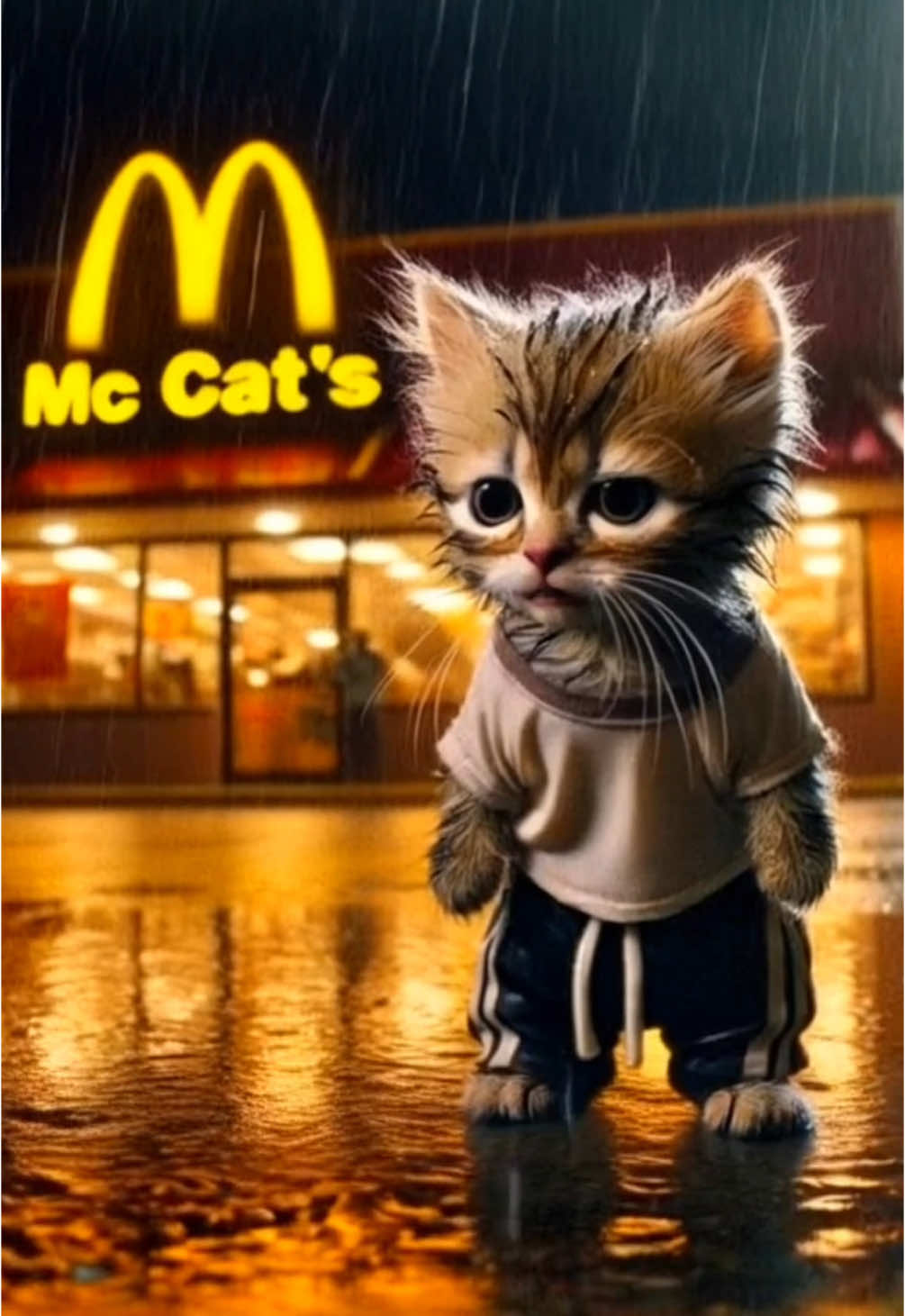 Gatinho fofo com IA. Miau, miau, miau, miau. Gatinho com vontade de comer Mc Donald’s. 🍔🍟🥤 #gatinhosfofos #mcdonalds #kitties #kitchen #aianimation #brasil #unitedstates #gatos #aicat 