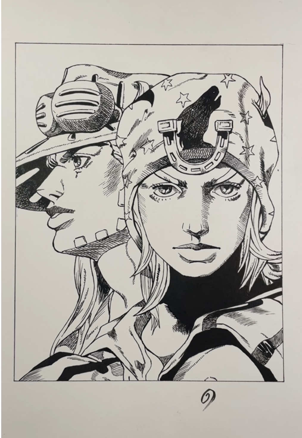 Johnny & Gyro part 2/2 🔥 #drawing #jjba #art #steelballrun #jojosbizarreadventure #johnnyjoestar #gyrozeppeli 