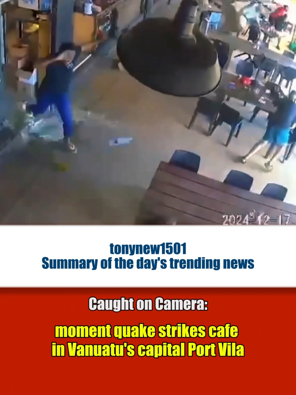 moment quake strikes cafe in Vanuatu's capital Port Vila #earthquake #quake #moment  #news #fyp 