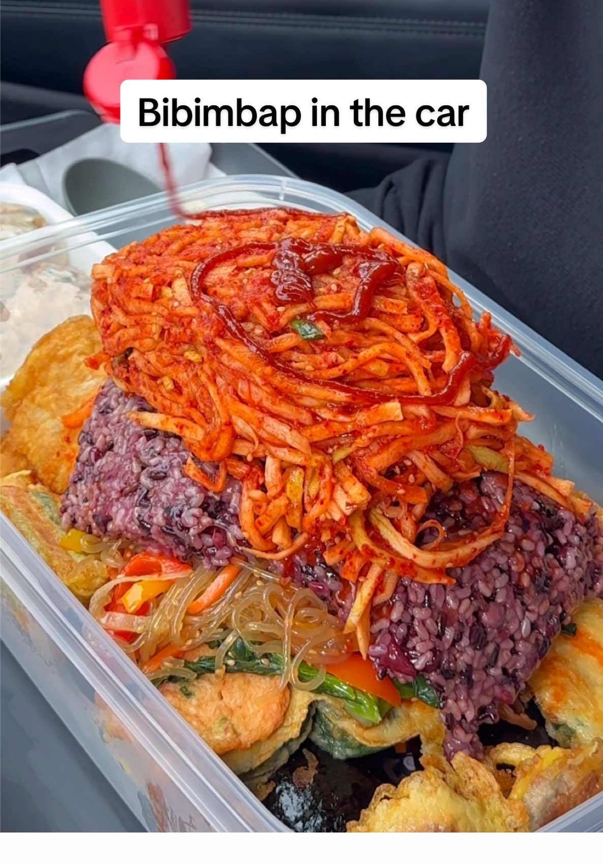 Watch what happens when Asian mom makes her last bibimbap in the car… #food #eating #mukbang #kimchi #rice #noodles #koreanfood #spicy #dumplings 