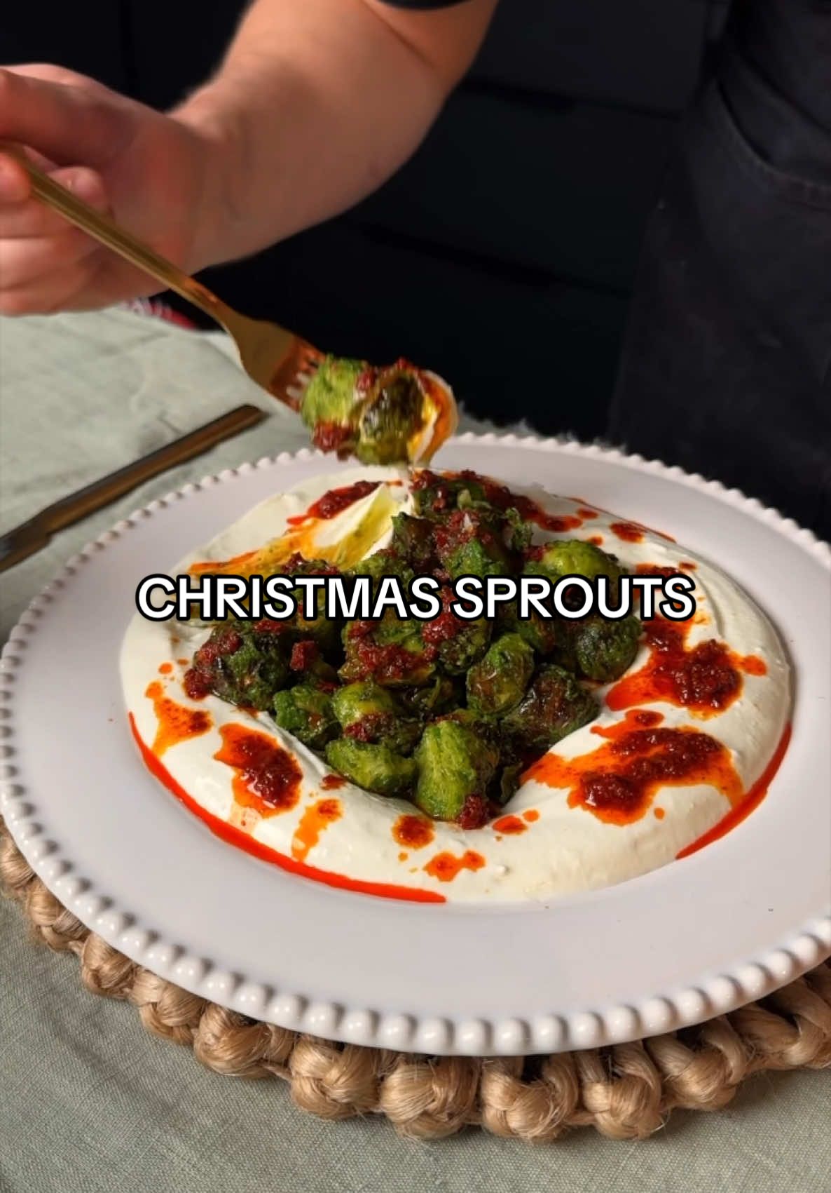 Christmas Sprouts🎄 This sprouts recipe is guaranteed to change your mind about Brussels sprouts this Xmas. The sweet salty tangy flavours meld together into SUCH a tasty dish. Dressed in a herby sauce, served in whipped feta, drizzle with harissa and served with a pentire blood orange spritz 🔥 Enjoy! #christmas #christmasdinner #food #cooking #FoodTok #fyp 