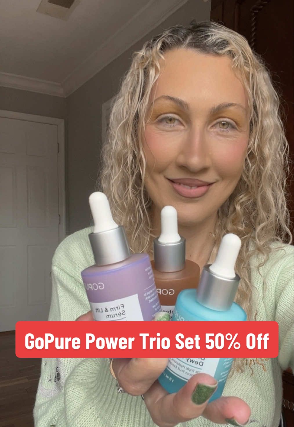 Run! The Power Trio Serum Set from @Gopure is 50% off right now!! You get the Brighten & Even Serum, the Dramatically Dewy Serum, & the Firm & Lift Serum! #gopure #skincare #skincareroutine #skincaretips #SkinCare101 #skincaretiktok #skincarehacks #skincarelover #skincareaddict #goodskin #glowingskin #healthyskin #healthyskincare #beauty #beautyhacks #beautytips #ttsbeautybesties #gopureglow #gopurebeauty #glowbesties #BeautyGifts #winterfinds #cleanskincare #crueltyfreeskincare #toptierdecember #myskinandme #myskincare #TikTokShop #tiktokfinds #tiktokshopfinds #tiktokshopholidaydeals #tiktokshopholidayhaul #tiktokmademebuyit #ttstastemakers #ttsdelight #ttsdelightnow #creatorboostcamp #ttstakeover #ttshop #ttslevelup #newyearnewaura #trendingskincare #viralskincare #viraliza #fypシ #foryoupage❤️❤️ 