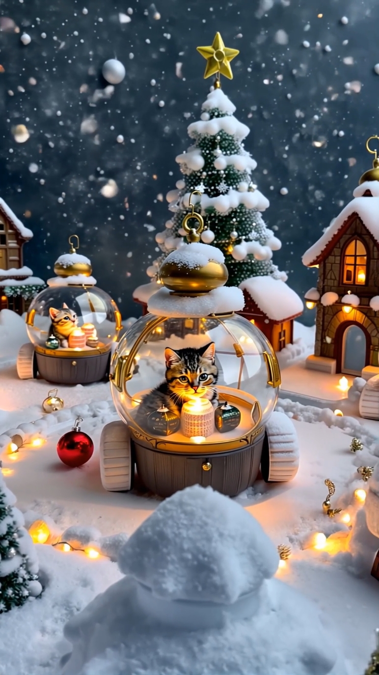 Christmas Magic in Motion: Cats and Kittens Peek Out of Snow Globe Cars! ✨🐱❄️ #kittens #cat #christmas2024🎅🎄 #happynewyear #newyear2025🎉 #usa🇺🇸 #usa_tiktok #christmasvideos #christmasideas #unitedstates #unitedkingdom #christmas #merrychristmas 