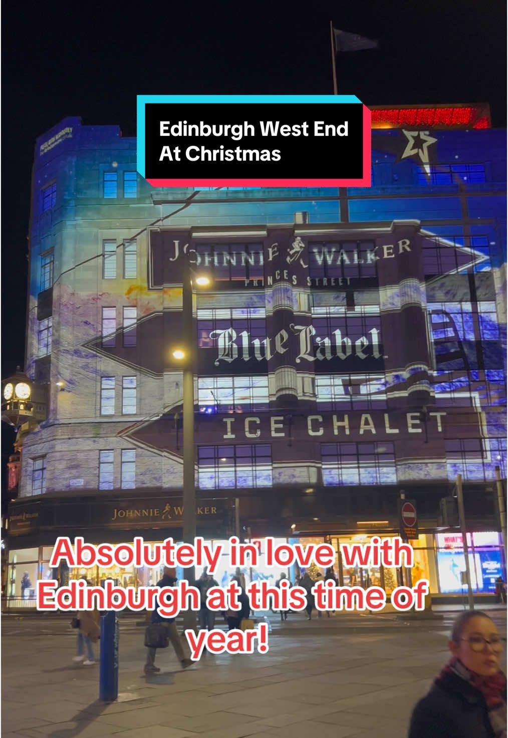 This is the best time of year to be working in Edinburgh. Lucky enough to see this twice a week just now! #edinburgh #princesstreet #therutland #johnniewalker #edinburghcastle #caledonianhotel #christmas #christmaslights