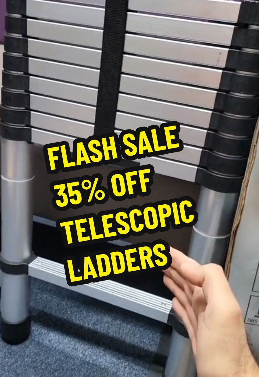 Compact, lightweight, and strong telescopic ladders 🚀 Perfect for every job! Grab yours now with 35% OFF for a limited time. Don't miss out! 🔥 #FlashSale #TelescopicLadders #PlumbingTools #DIYTools #ToolDeals #PlumbersTool 