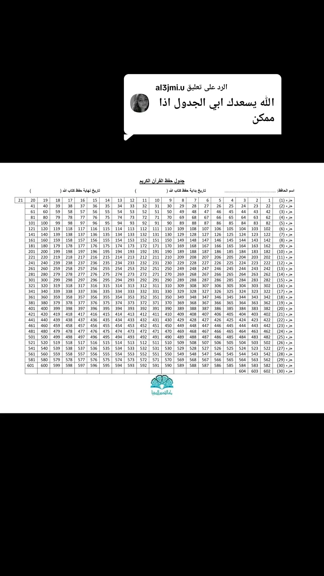 الرد على @al3jmi.u  #جدول_حفظ_القران #حفظ_القرآن #حافظين_القرءان_الكريم #أكاديمية_زاد #شريعة #طالبات_الشريعه #صباياالمانيا #المانيا #المانيا_السويد_النمسا_النروج_دينيمارك #شريعة #صباياالمانيا #المانيا_السويد_النمسا_النروج_دينيمارك 