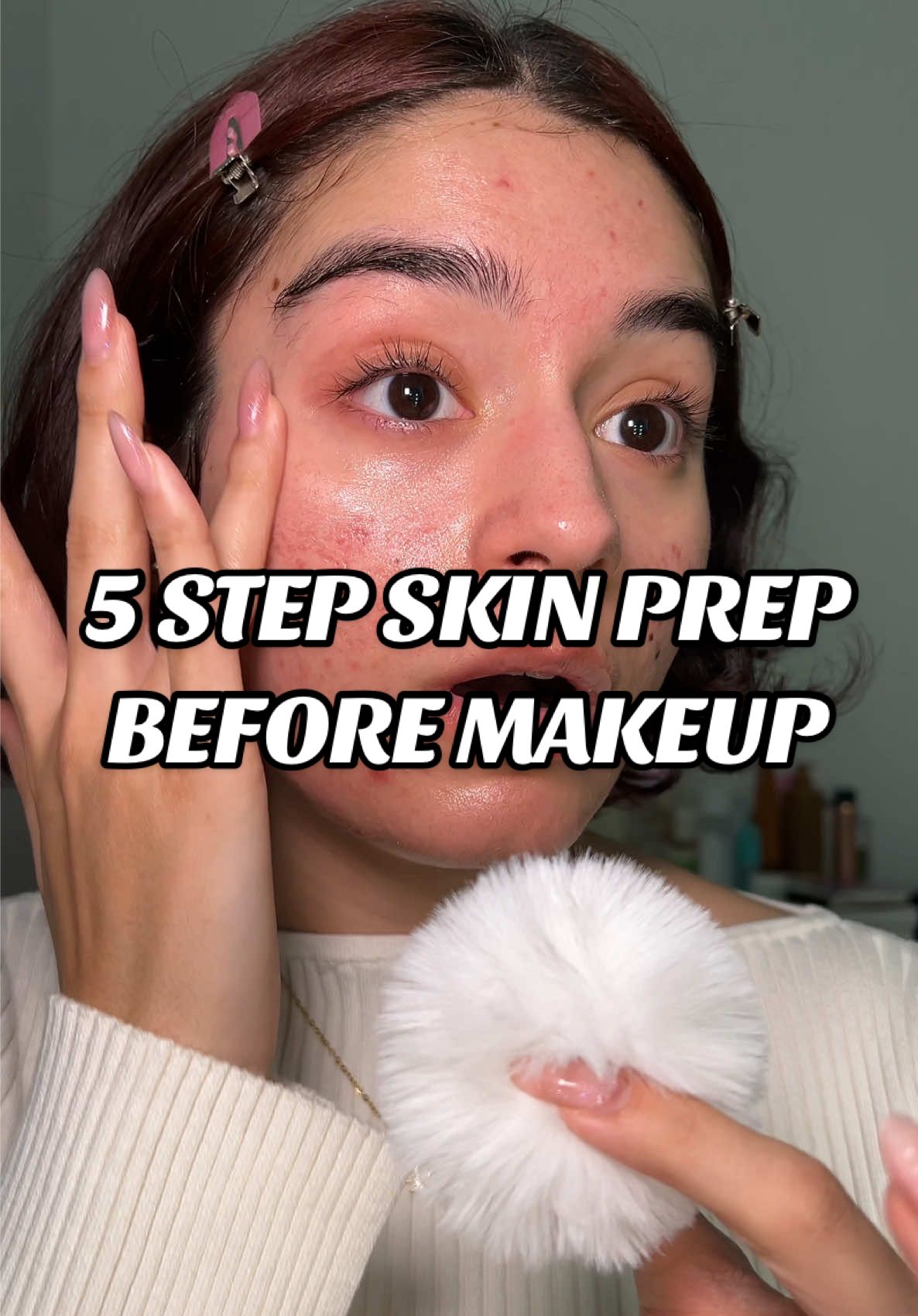 my 5 step skin prep before makeup 🧚🏼‍♀️✨  #acneskin #acneproneskin #acnemakeup #skinprepformakeup #skinprep #texturedskin 