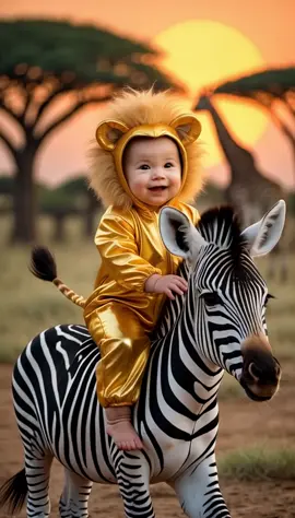 A smiling baby is riding on a zebra.#zebra #forkids #babiesoftiktok #funnybabyvideos 