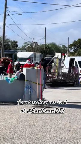 Kitchen Countertops have arrived at @East Coast DIY Woohoo 🥳 From @SHARIFSTONE  gorgeous quartz. I’ll be back later to show you counters installed hopefully. #distastertodreamhome #counters #quartz 