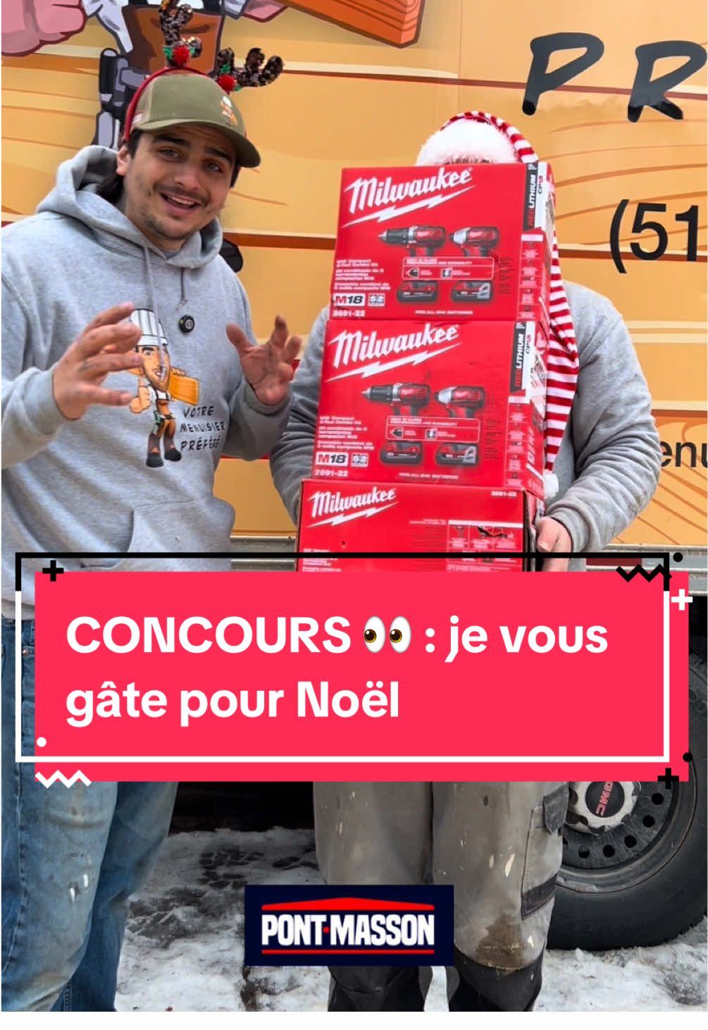 J’ai envie de vous gâter pour Noël ! 😍 Attachez votre tuque : je fais tirer TROIS kits de drills Milwaukee, un kit sur chacune de mes plateformes! 🔩  Pour participer, vous devez :  1 - Suivre ma page 👍🏼 2 - Écrire « PAIN AU BANANES » dans les commentaires de la vidéo 🍞 Un giga méga gros merci à notre partenaire @Matériaux Pont-Masson pour ces incroyables cadeaux. 🤌🏼 J’annonce les gagnants le 28 décembre 2024! Ciao bye! 😘 | Fier représentant @Milwaukee Tool 🧰 #concours #milwaukeetools #construction #menuisier #chantier #cadeaux #rénovations #outils #votremenuisierprefere 