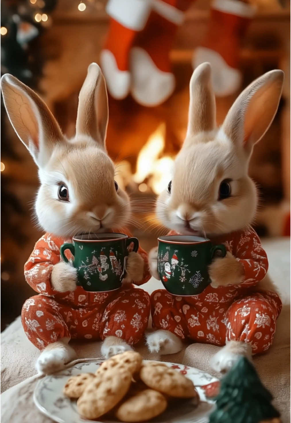 Bunny's Cozy Time 🐇☕ #christmas #rabbit #bunny 