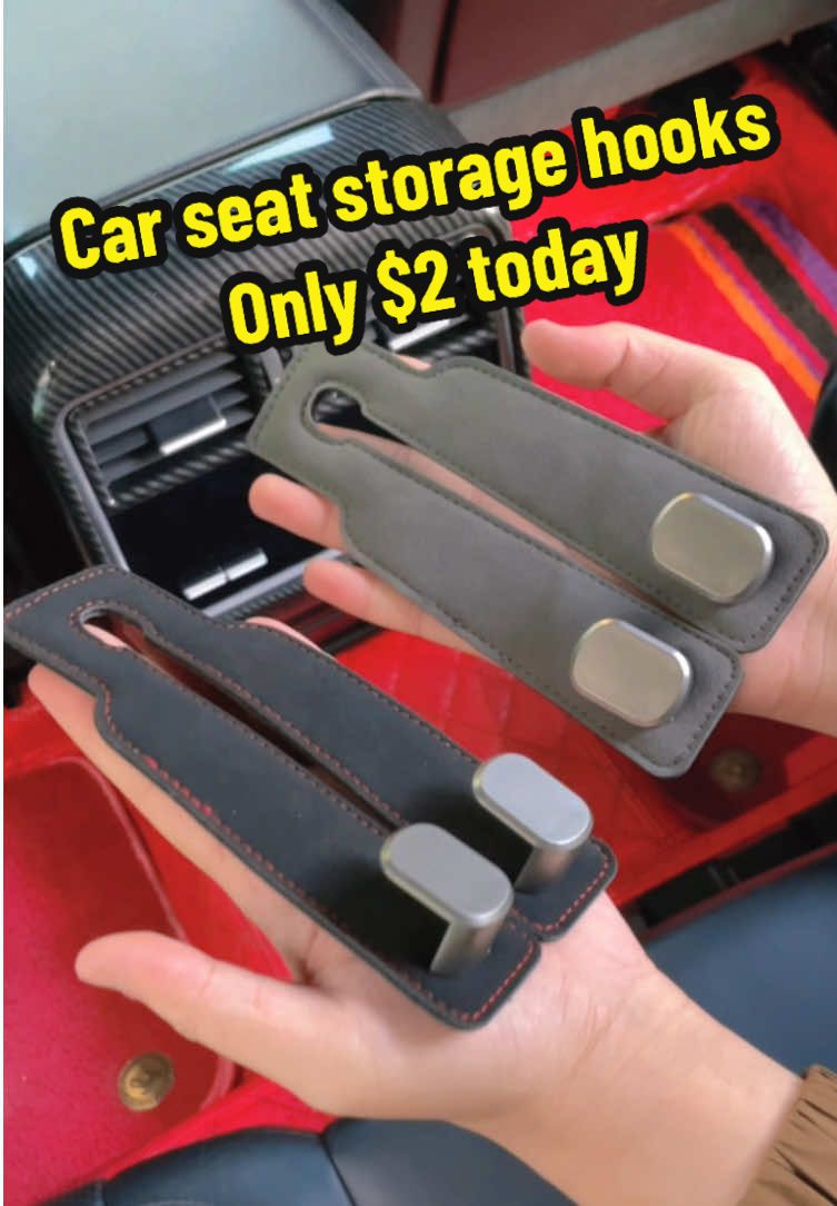 Maximize your car space! Car Seat Backrest Storage Hooks - PU Leather Hidden Hooks are versatile and durable! #BackseatOrganizer #PhoneStand #CarInterior #CarHooks #CarAccessories #MustHaveCarItems #SmartStorage #CarOrganization #TikTokFinds #AutoEssentials