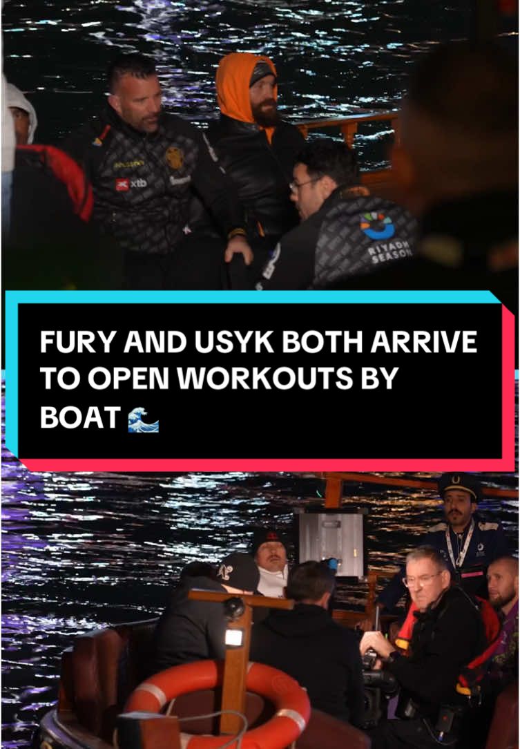 Both Tyson Fury and Oleksandr Usyk really arrived to their open workouts by boat 🌊 #Usyk2Fury | Saturday | LIVE on TNT Sports Box Office 