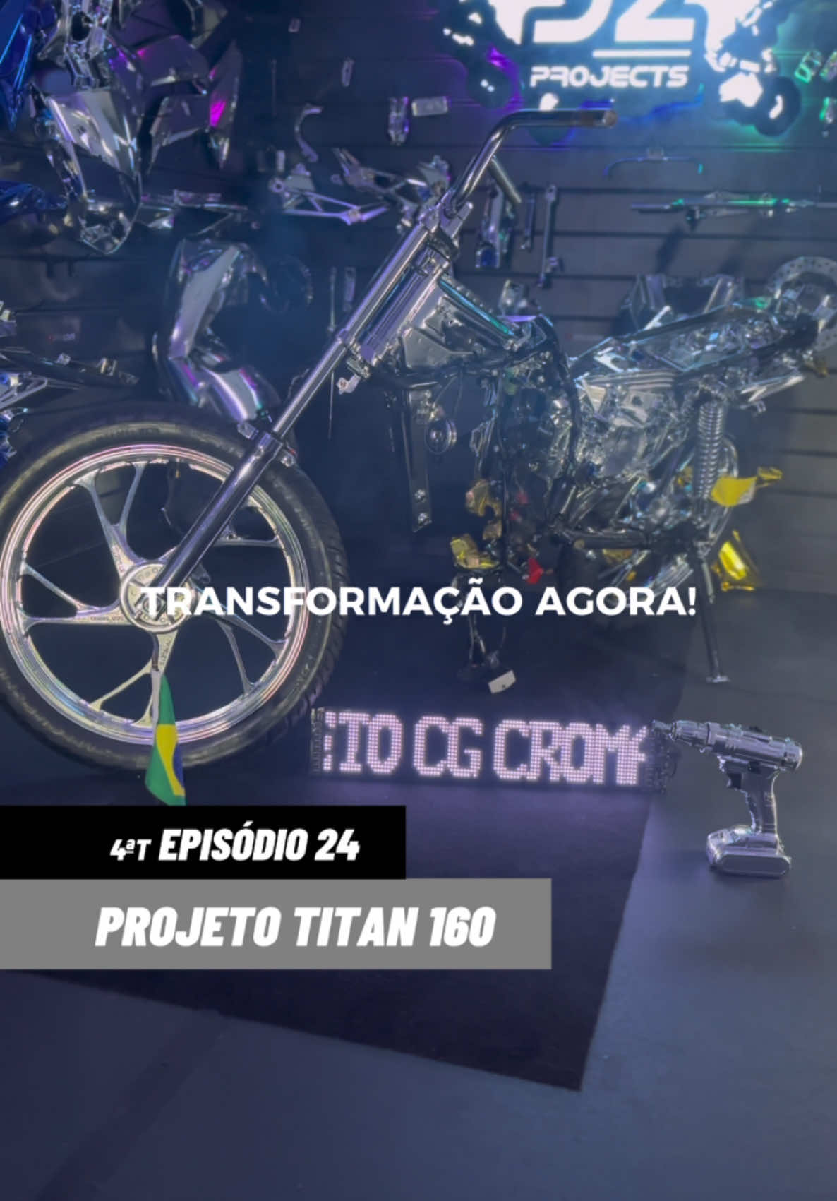 Episódio 24: Transformação CG 160 Cromada 🔥🇧🇷 Hoje realizamos a montagem do chicote elétrico, buzina, suportes, paralama, guidão e rodas, do projeto da moto Honda CG Titan 160 100% no cromo para as peças metálicas que não comprometem o desempenho, no próximo episódio vamos colocar o motor 🔥 Um salve para o @1vinicios_pit , abraço para a galera de Minaçu Goiás na temporada 🇧🇷 Bora de avanço de projeto galera 🔥 #moto #honda #160 #projeto 