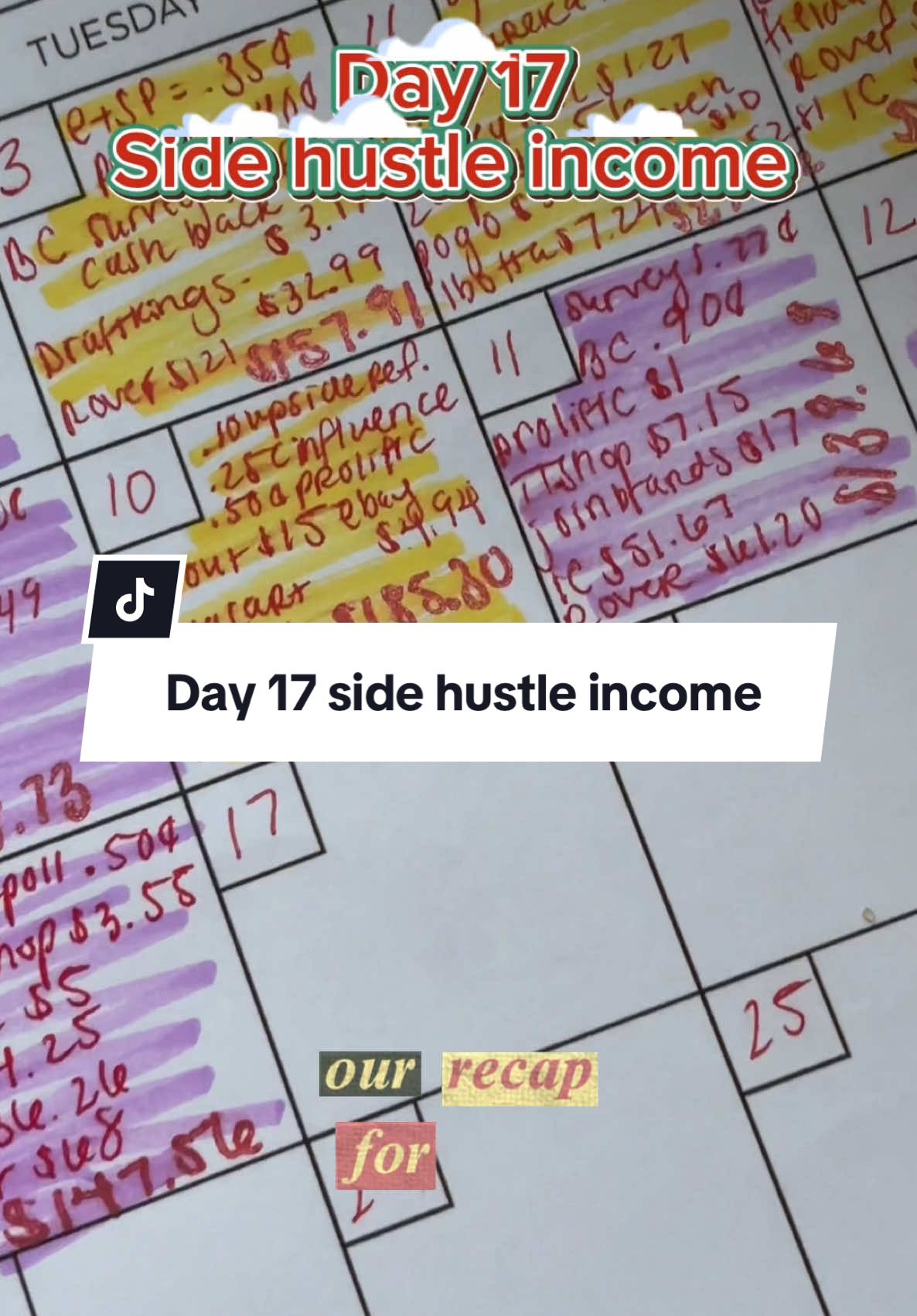 Part 17 | side hustle income recap 🩷 #sidehustleincome #instacart #rover #recap #surveys #brandclubapp 