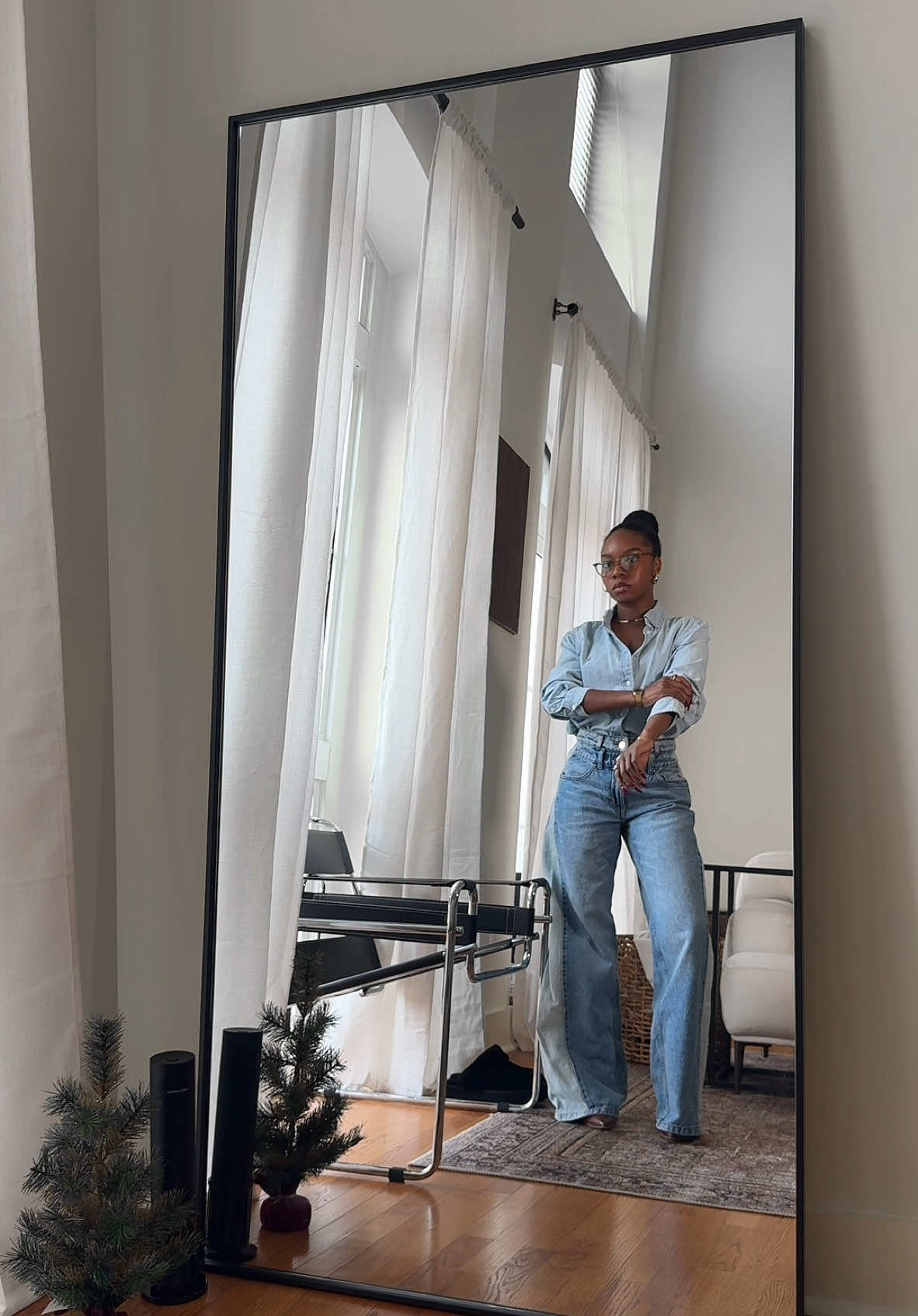 get dressed with me | casual fall | winter outfit | #OOTD #outfitinspo #justfabpartner #justfab #fyp #fashiontiktok #gdwm #ralphlauren #suedetrenchcoat #denimondenim @JustFab @Ralph Lauren @COTTON ON @Dillard’s 