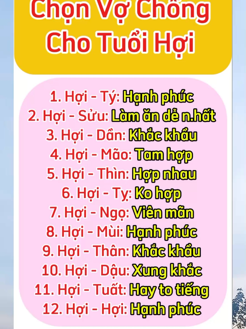 @huongshop_2 👈👈 Chọn vợ chồng cho tuổi hợi #tuvi #tuvi12congiap #tuongso #xuhuongtiktok #giaitritiktok #vairal #fvp 