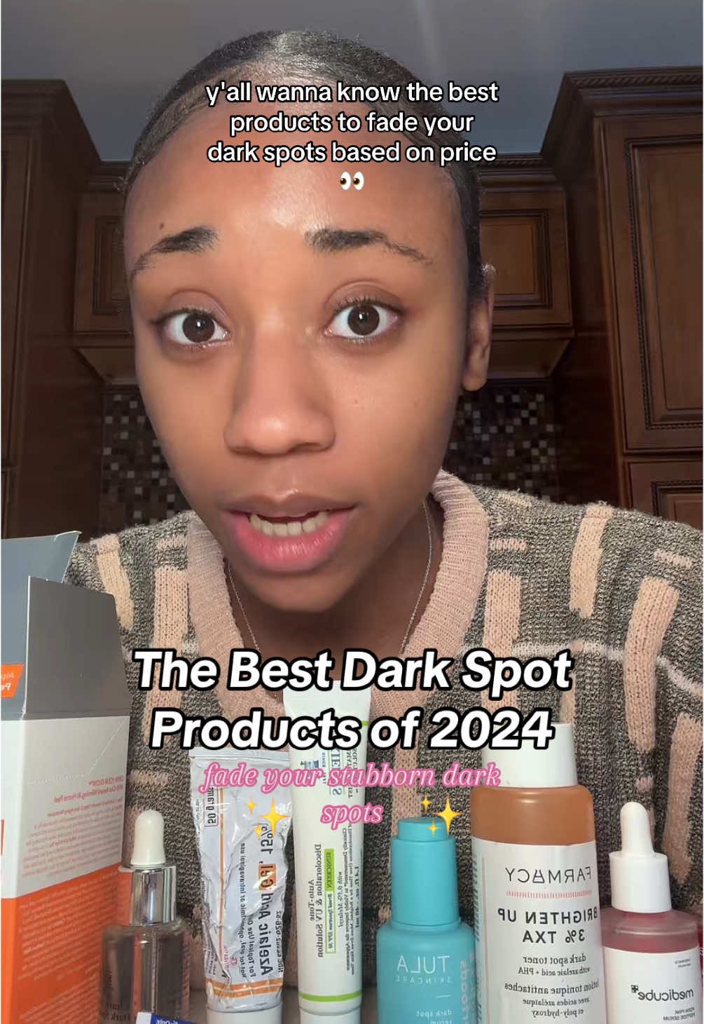 what products did you use to fade your dark spots this year?  products:@TULA skincare @Dr. Dennis Gross Skincare @Kiehl's Since 1851 @ANUA Skincare @medicube @Farmacy Beauty  #darkspots #howtofadedarkspots #hyperpigmentation #acne #acneskin #acnescars #acneskincare #skincaretips #SkinCare101 