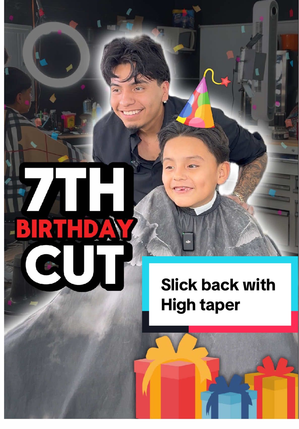 Little kid had his seventh birthday party, so he wanted a new hairstyle. He did not know what to get with all that messy haircut he had so I recommended him a slick back with a High Taper blowout haircut. He was so in love with a haircut and had a very fun time with his birthday party   Link in bio to book an appointment 💈##chicagobarber##j_da_barberr##chicago##chicagobarbers##berwyn##berwynbarber##taperfade##transformation##fyp##savinghim