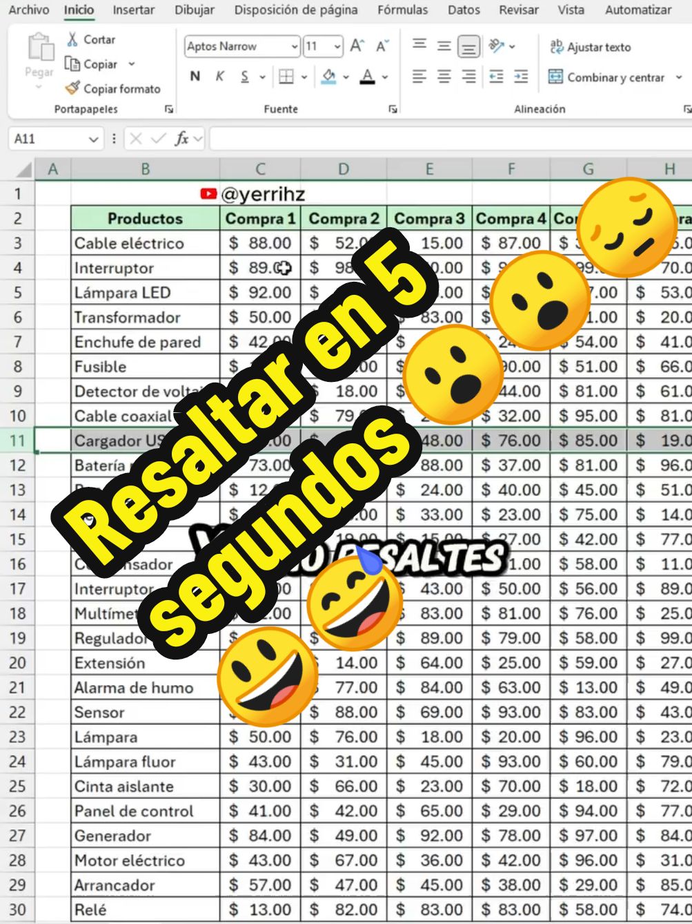 Resaltar filas y columnas en 5 segundos #excel #office #tutorial 