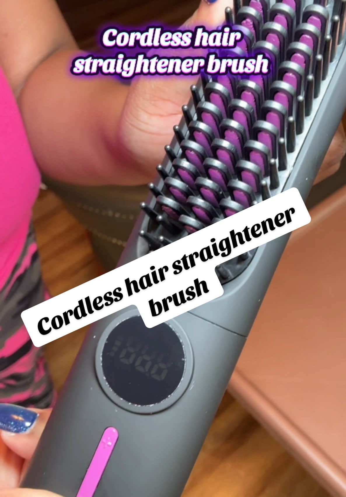 This portable hair straightener brush is a game changer #cordlesshairstraightener #portablehairstraightener #heatedbrush #cordlessbrush #hairstraightenerbrush 