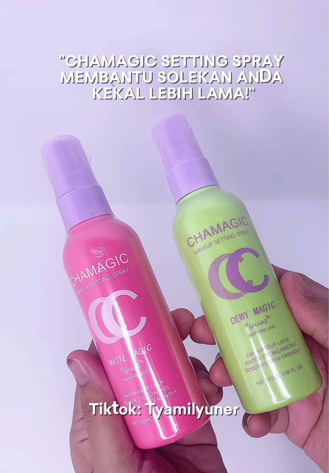 Lock solekan anda sepanjang hari dengan Chamagic Setting Spray! Pilihan terbaik untuk efek matte atau dewy sesuai jenis kulit anda. ✨  Siapa nak solekan tahan lama tanpa rasa berat? Jom try sekarang! 💄💧 #ChamagicSettingSpray #LockYourLook #SolekanTahanLama #DewyOrMatte #MakeupHacks #FlawlessSkin #SprayAndSlay #MakeupEssential #KulitCantik #BeautyMustHave #settingspray 