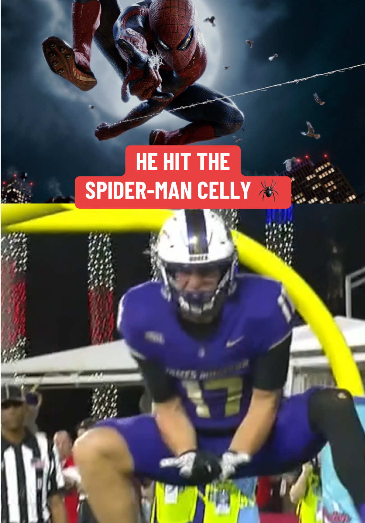 Taylor Thompson had that ready🔥 #cfb #jmu #football #spiderman #CFBPostSeason 