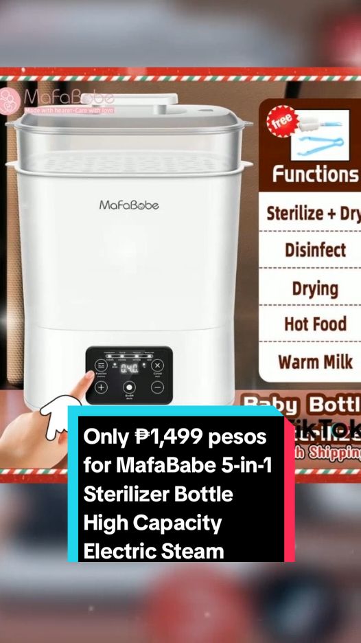 Only ₱1,499 pesos for MafaBabe 5-in-1 Sterilizer Bottle High Capacity Electric Steam Sterilizer! Don't miss out! Tap the link below! #sterilizer  #TikTokShop #TikTokFashion #tiktokfinds #tiktokph #tiktokaffiliate #LearnOnTikTok 