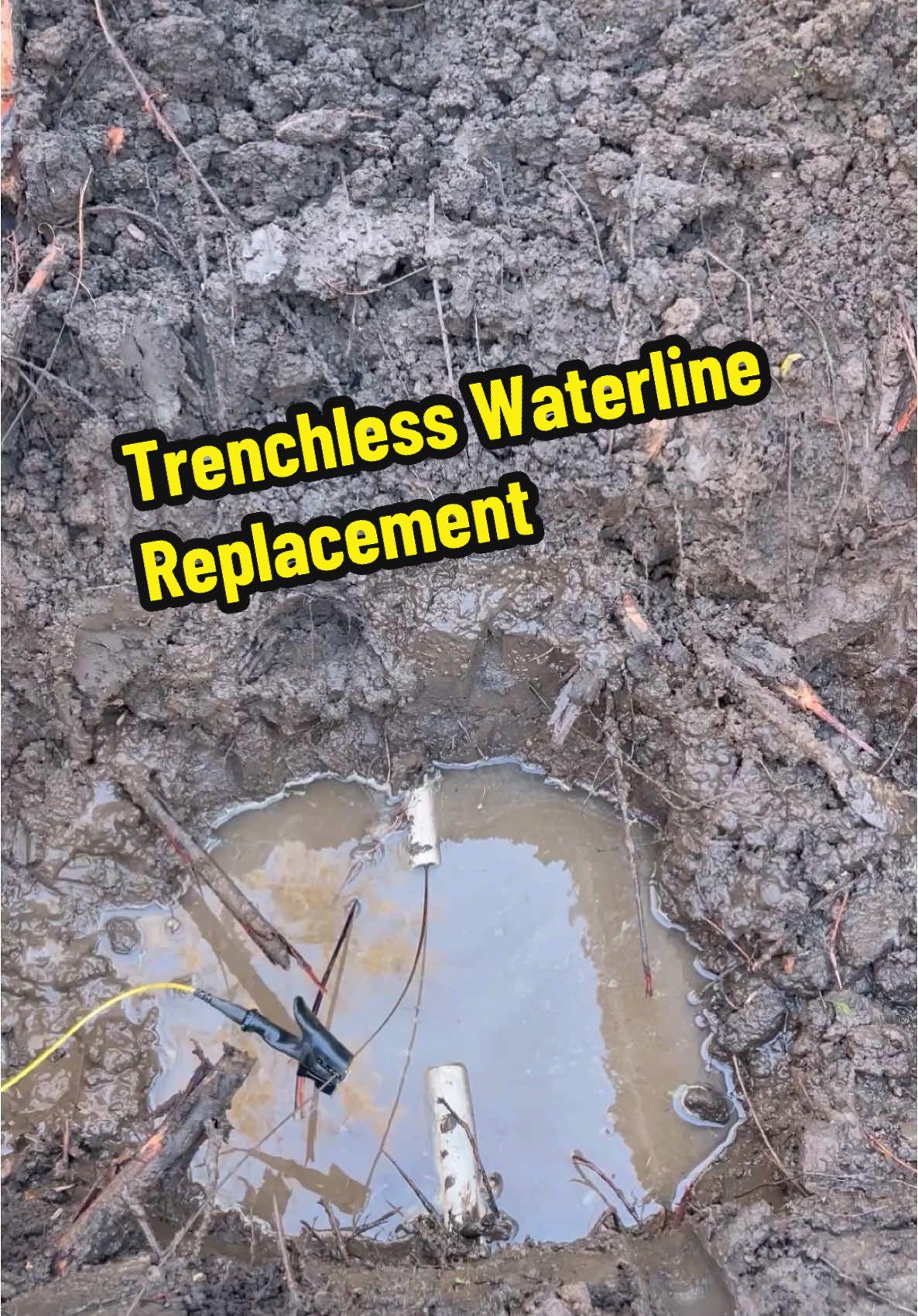 Replacing a 20’ section of PVC with PEX without trenching. Sharing from a year ago. #plumbing #repair #fyp 