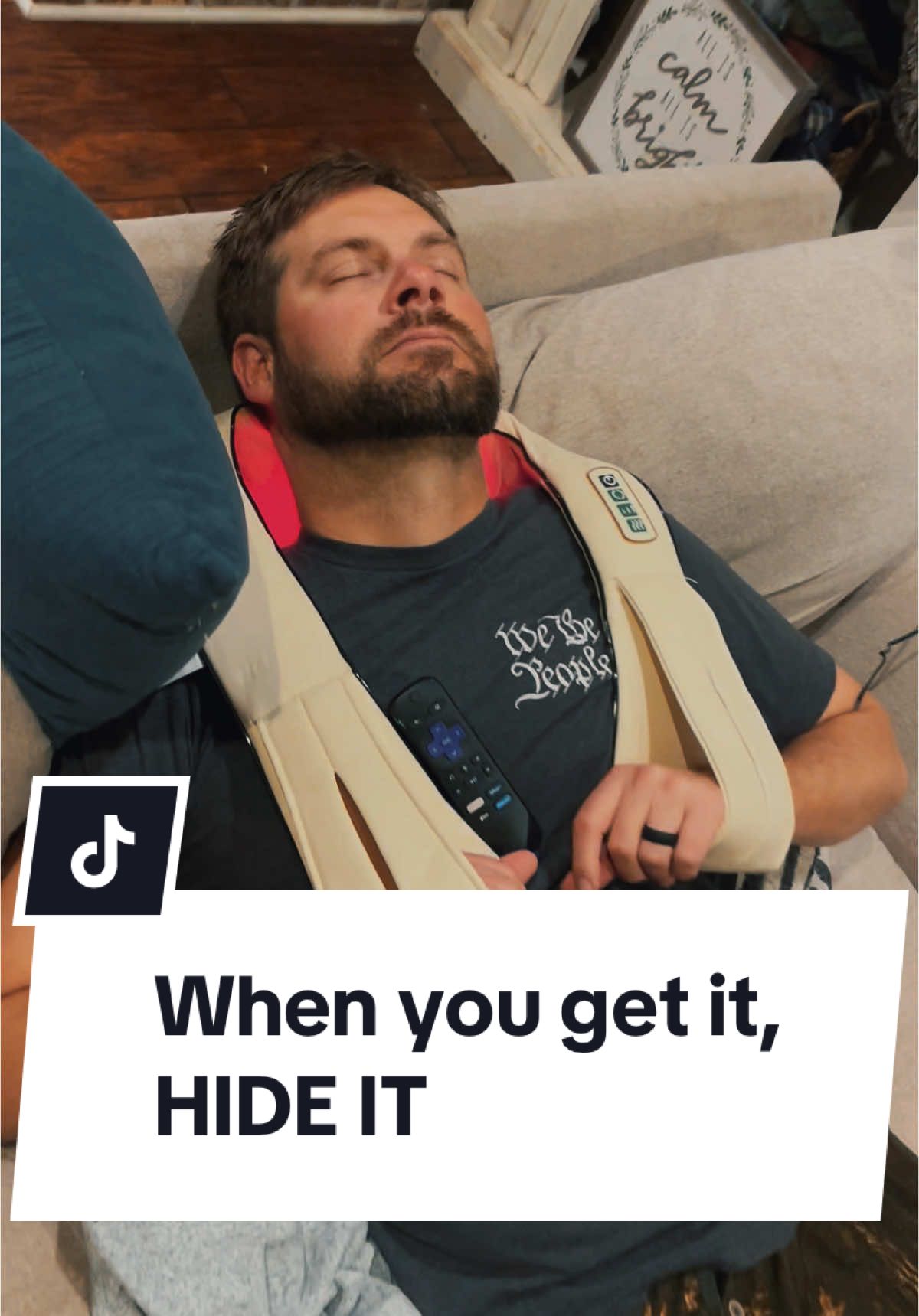 When you get it….hide it!!!  . . #soreneck #neckshouldermassage #tensionrelief #howtorelax #crickneck #neckpainsolutions  #backacherelief 