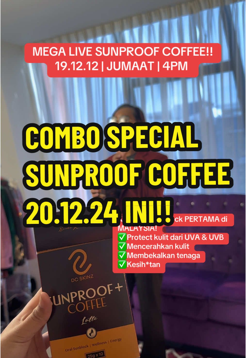 ARE YOU READY⁉️ COMBO SPECIAL SUNPROOF COFFEE BAKAL MENGGEGARKAN LIVE JUMAAT ESOK 20.12.24 NI, KHAS CRAZY FRIDAY SALE‼️ SAVE THE DATE! JUMPA AKAK2 ESOK🫵 #drcute #yearendsale #sunproof #coffe #oralhealth #oral #crazyfridaysale 