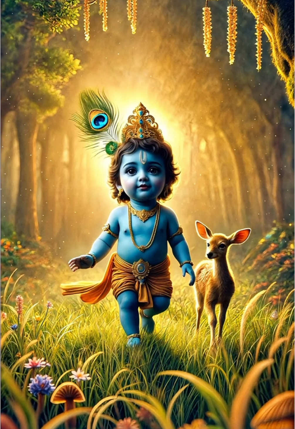 🕉️🔱Little Krishna, the epitome of innocence and divinity, smiling as he walks with the grace of the universe. 🌿✨ Hashtags: #LittleKrishna #DivineChild #BalGopal #KrishnaLove #PeacockCrown #SmilingKrishna #ChildhoodDivine #SpiritualGrace #Hindu #KrishnaStories #BlueGod #KrishnaLeela #SacredJourney #WalkingWithKrishna #CinematicDivinity #KrishnaInnocence #krishnaconsciousness #DivineInspiration #BalKrishna #PeacockFeather