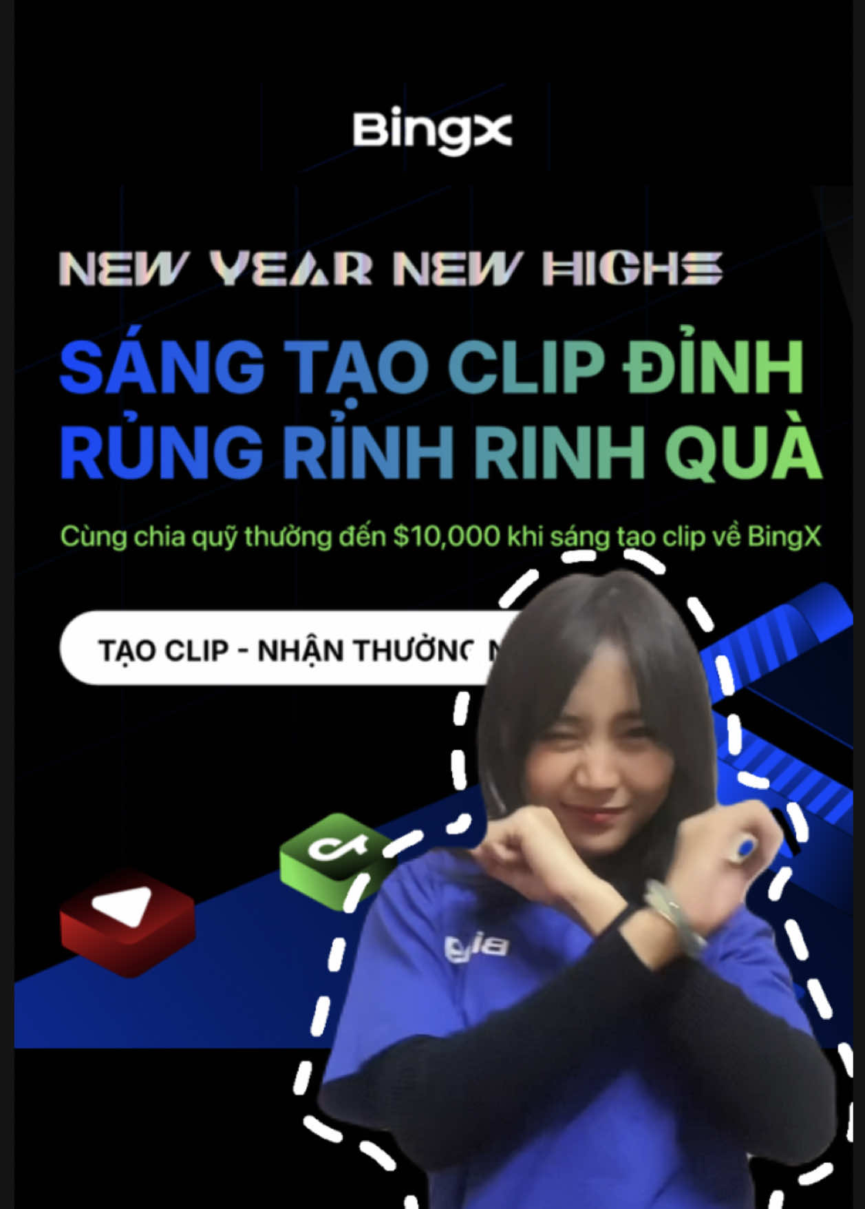 🔥 [THAM GIA CHALLENGE] SÁNG TẠO CLIP HAY - QUÀ KHỦNG TRAO TAY 🎁  Tổng giải thưởng lên đến $10,000 cùng loạt siêu phẩm: PS5 Pro, Kính Quest 3, Vali thời trang, và nhiều phần quà cực chất đang chờ bạn! 🎁  📌 Chi tiết thể lệ: https://blog.bingx.com/.../san-bingx-new-year-new-highs/ 🎬 Sáng tạo ngay – Quà trao tay! 📅 Thời gian tham gia: 18/12/2024 – 18/01/2025  #BingX#BingXVietNam #Newyearnewhighs #BingXChallenge 