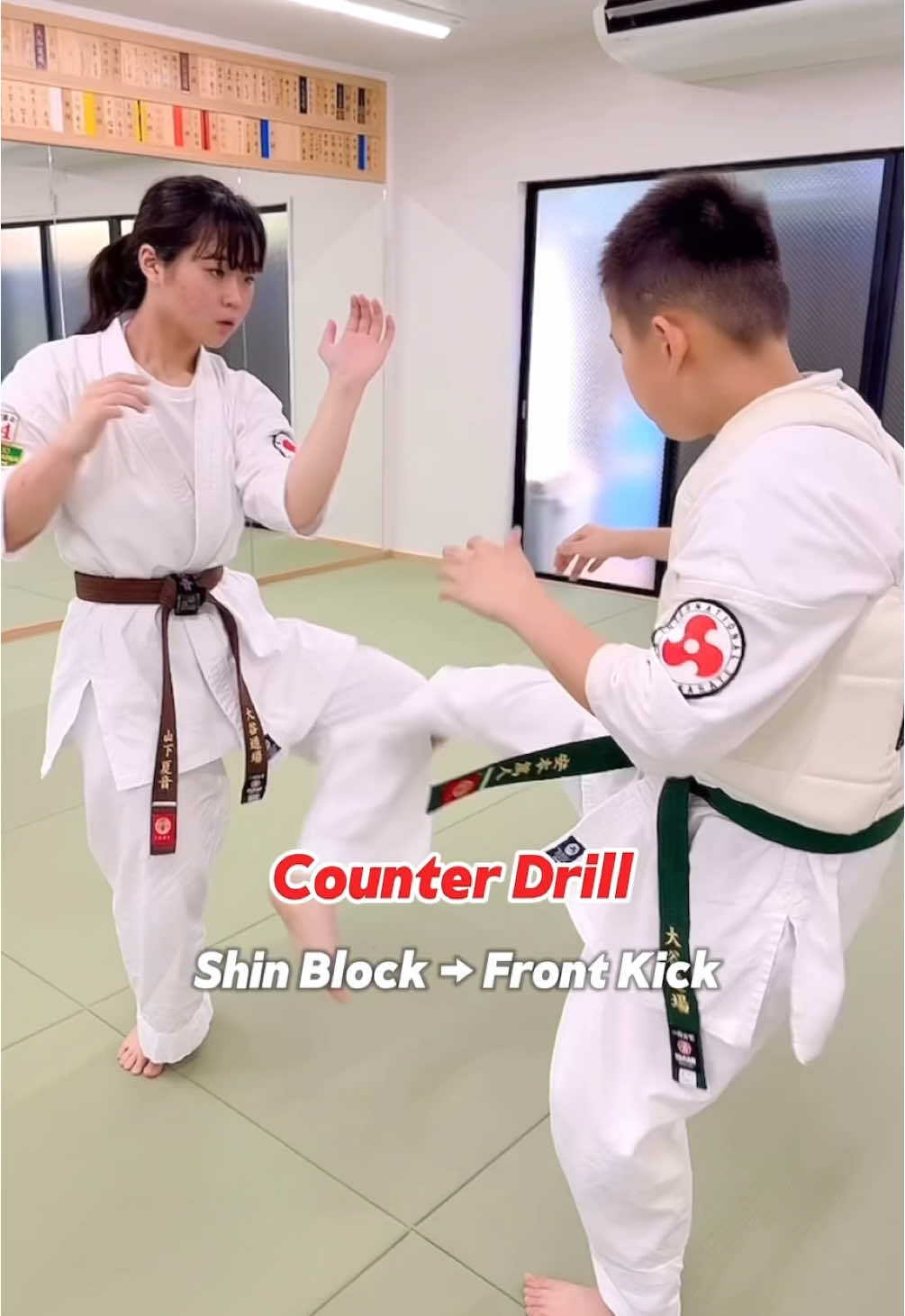 Yakusoku-Kumite 【Counter Drill】Shin block → Front Kick 🥋Fighter - Kanon Yamashita  (7th Grade Girls Heavyweight ) 【約束組手】脛受け→前蹴り 大谷道場 🥋山下夏音 (中学1年生　女子　重量級） #真国際武道空手道協会  #ibka #大谷道場 #無料体験 #尼崎市 #fullcontactkarate  #karategirl #空手ガール #つよかわ女子  #block #前蹴り #maegeri