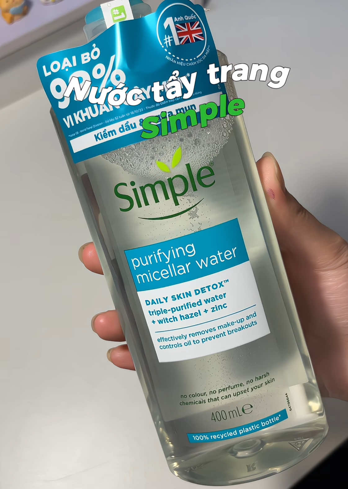 Nước tẩy trang Simple dịu nhẹ😉 #simpletip #simpleskincare #nuoctaytrangsimple #lamdepmoingay #lamdepkhongkho 