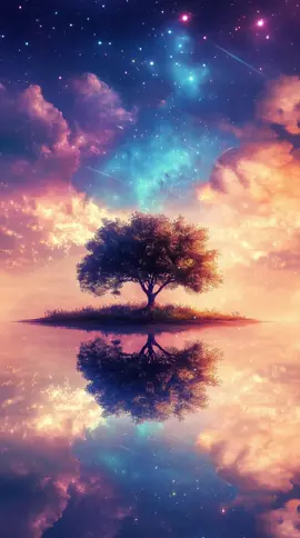 「夜空と水面が交わる幻想の風景」 #癒し #幻想的 #星空 #流星群 
