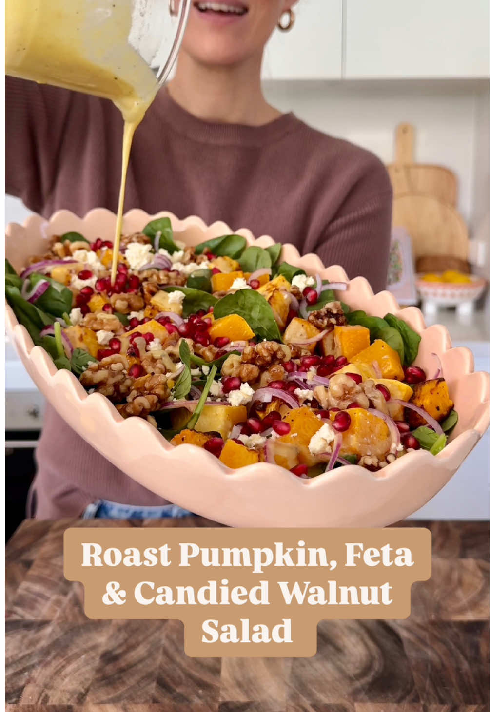 Roast Pumpkin, Feta, and Candied Walnut Salad - Say hello to the festive salad that you’ll be making year after year that will wow everyone at the table. Not only does it look and taste insanely good, but it is just so EASY to make! I’m all about the prep ahead life because I don’t love last-minute stress and find that the more I can do ahead of time, the better – it means I have more time to relax and enjoy. This salad goes with anything and everything (think barbecue, roasted chicken, pork roast, turkey,  glazed ham or grilled salmon) and is so simple to throw together. Do not skip the candied walnuts – oh my gosh… so good! Find the recipe, along with full make ahead instructions on my website, link in bio. ♥️ https://simplehomeedit.com/recipe/roast-pumpkin-feta-and-candied-walnut-salad/ #holidayrecipes #easysalad #makeaheadmeals #roastpumpkin #sidedishes #homecookingmadeeasy